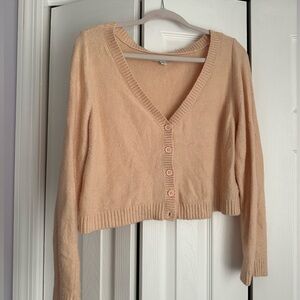 American Eagle Light Orange/Cream Cardigan | Size: Large
